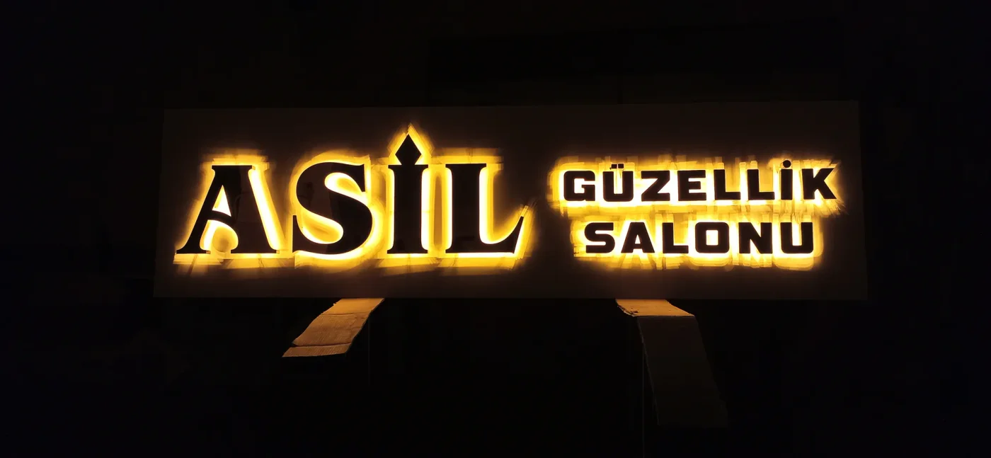 Asil Güzellik Salonu halo LED ışıklı tabela
