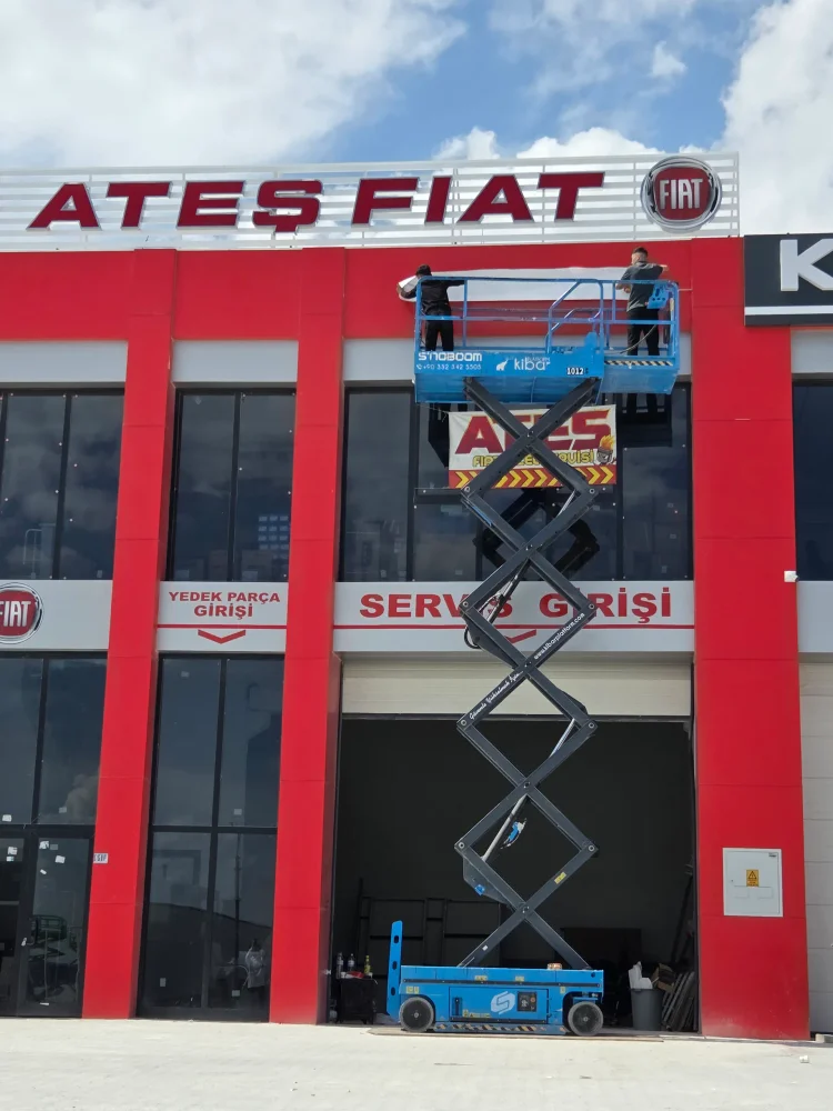 Ateş Fiat kutu harf ve cephe tabela montajı